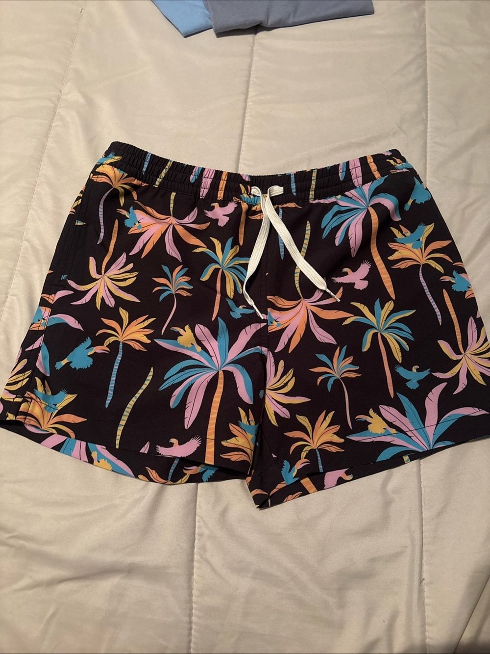 chubbies Kids Swim Trunks - Black with Pink Palm Print size 12-14 Large